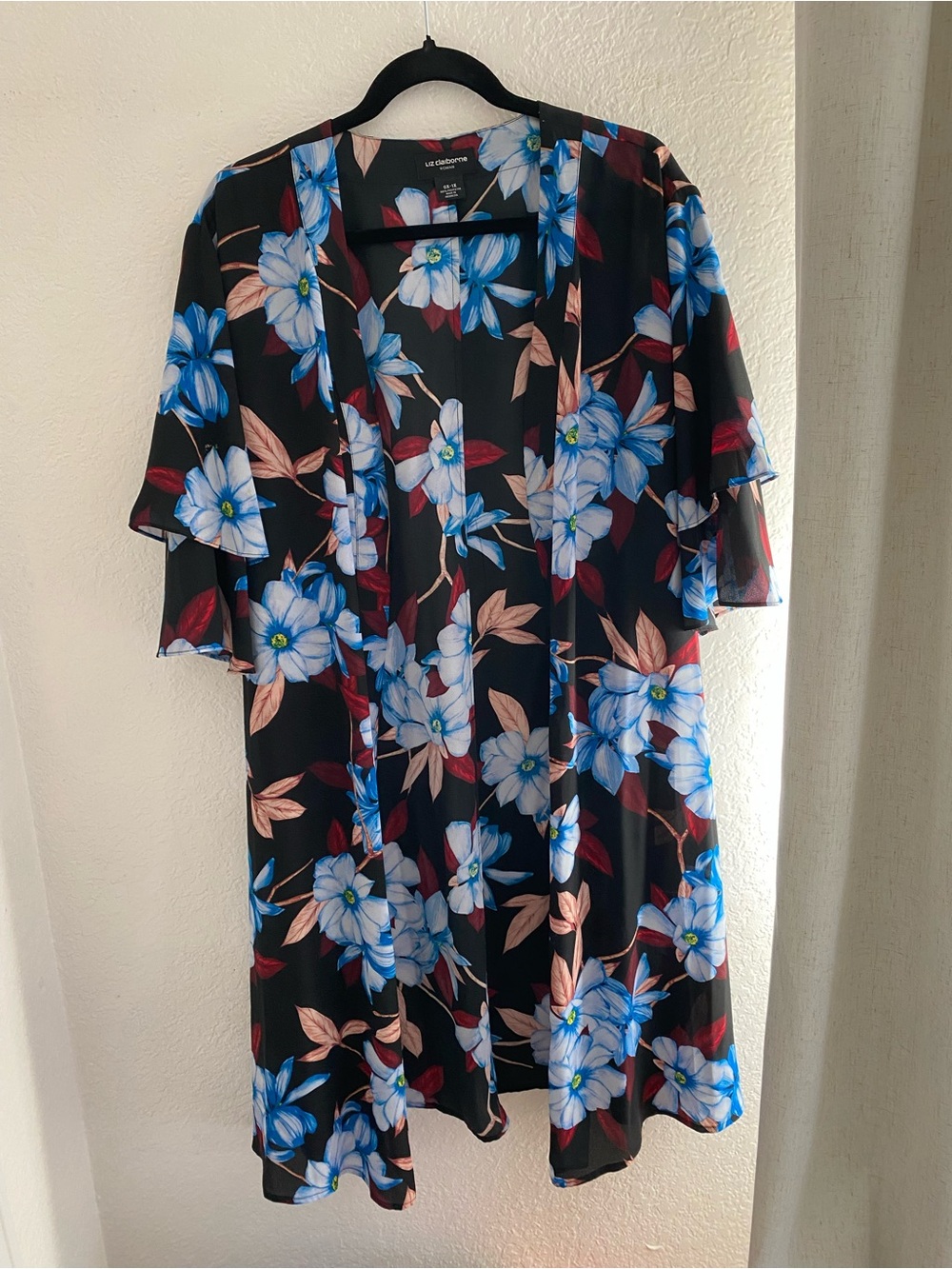 Worthington Black Floral Open-Front Dress